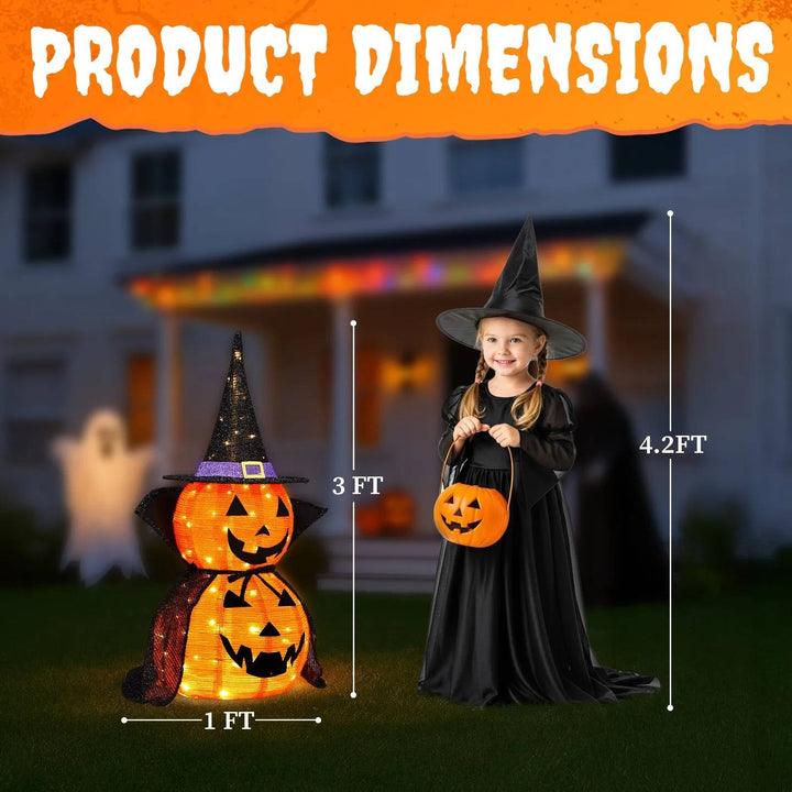 Collapsible Light-Up Pumpkin Decorations Halloween | 2 Pack, 176 LED Lights Each | Weather-Resistant Metal Frame 8