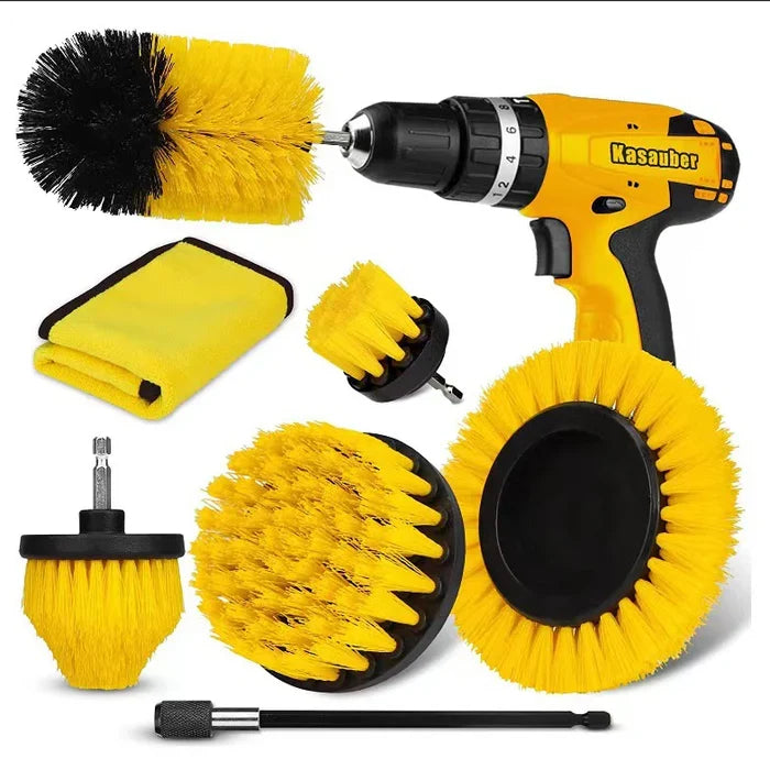 Drill Brush Set Universal Multi-Head Polypropylene with Extension Rod 7