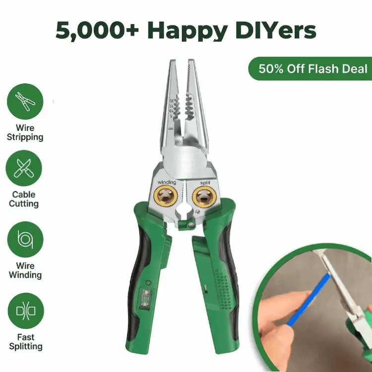 Wire Stripper Pliers Stainless Steel | 8-in-1 Multifunction with Voltage Tester | Cuts, Strips and Pulls Wire up to AWG 18-6 1