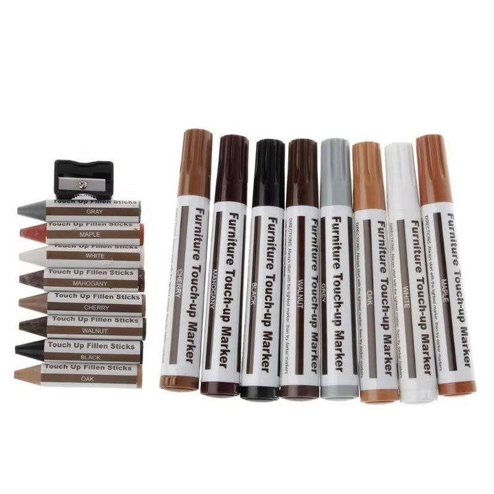 Furniture Repair Kit 13 Piece | Wood Touch Up Markers and Wax Sticks with Sharpener | Fixes Scratches on Floors, Tables, Cabinets 4