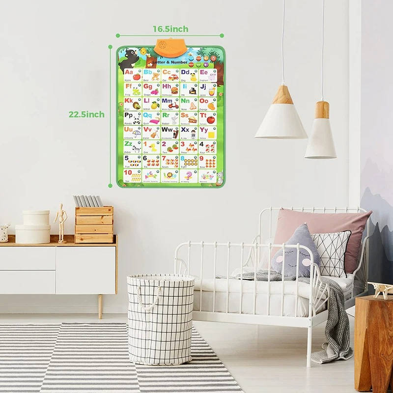 Alphabet Interactive Learning Toy | Touch Sound Letters, Numbers &amp; Quiz Mode | Waterproof Wipe-Clean Poster for Toddlers 7