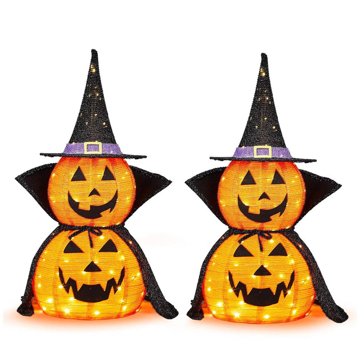Collapsible Light-Up Pumpkin Decorations Halloween | 2 Pack, 176 LED Lights Each | Weather-Resistant Metal Frame 5