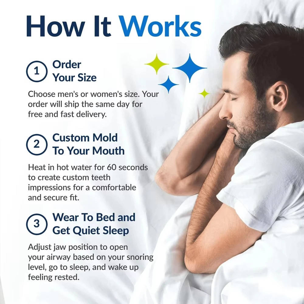 Anti-Snoring Mouthpiece Moldable Plastic | Adjustable Lower Tray &amp; Dual-Layer Shell | Custom Boil-and-Bite Fit 4