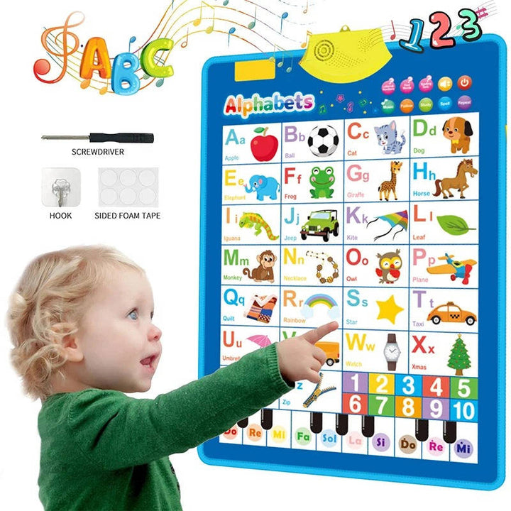 Alphabet Interactive Learning Toy | Touch Sound Letters, Numbers &amp; Quiz Mode | Waterproof Wipe-Clean Poster for Toddlers 9