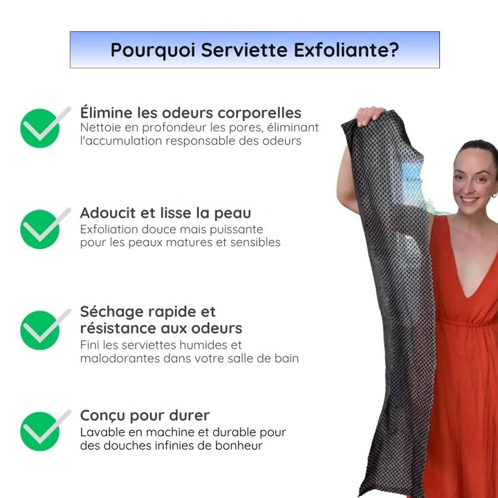 Exfoliating Shower Towel | Micro-Textured Surface for Deep Cleansing | Smoother, Brighter Skin for Shower or Bath Use 11