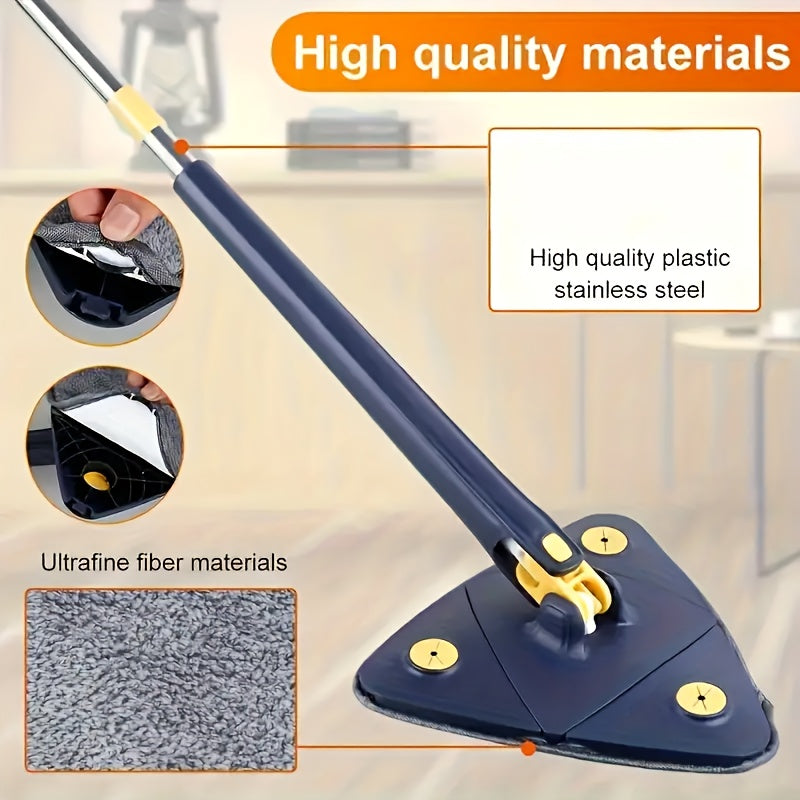 360° Rotating Triangle Mop, Stainless Steel Handle 120 cm | Microfiber Pad | Reaches Corners &amp; Under Furniture 6
