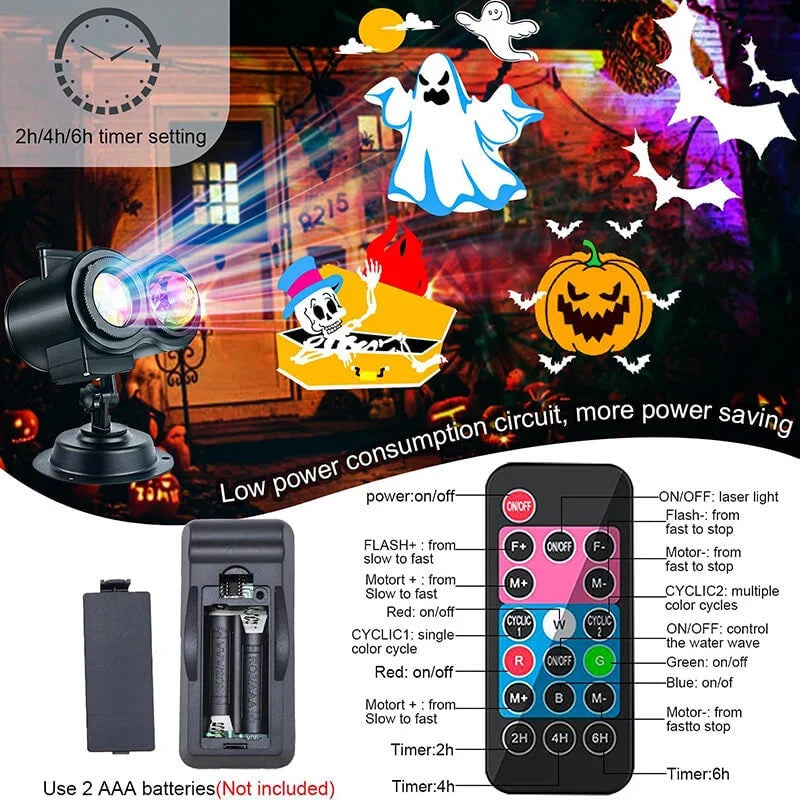 LED Festive Projector Light 16 Patterns Weatherproof 2
