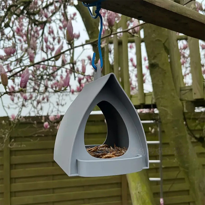 Hanging Bird Feeder Weatherproof Plastic Garden with Built-In Perch 1