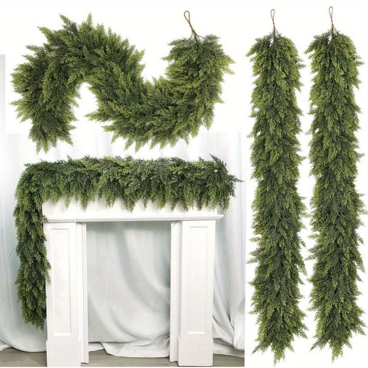 Christmas Garland Artificial Greenery | 2pcs Unlit Strand | Bends Smoothly for Mantle, Stair Rail &amp; Doorway Trim 8