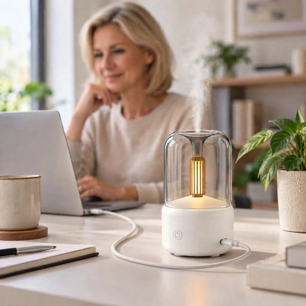 Candlelight Aroma Diffuser Humidifier Ultrasonic Mist USB 5
