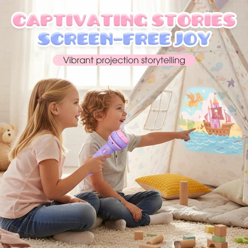 Kids Night Light Projector Interchangeable Story Discs Battery 3
