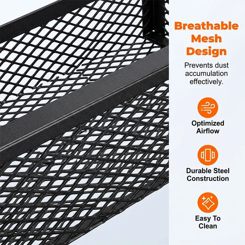 No-Drill Under-Desk Cable Management Tray Mesh Clamp Mount 5