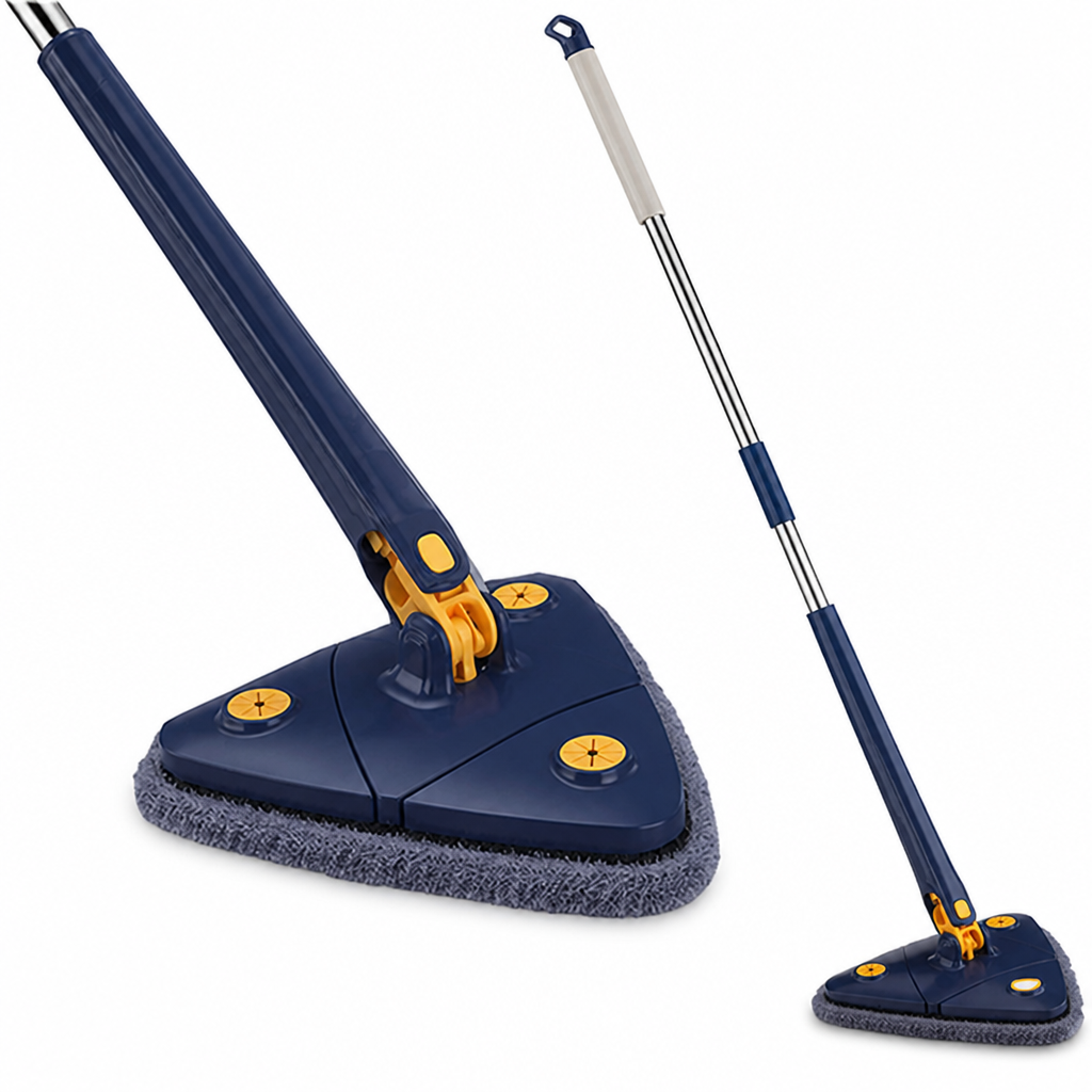 Rotating Triangular Mop Microfiber | 360° Swivel Head, Telescopic Handle, Self-Wringing | Washable Microfiber Pads 6