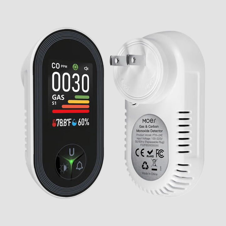 Carbon Monoxide Alarm with Temperature &amp; Humidity Monitor | Combustible Gas Detection | Plug-In, No Batteries Needed 4