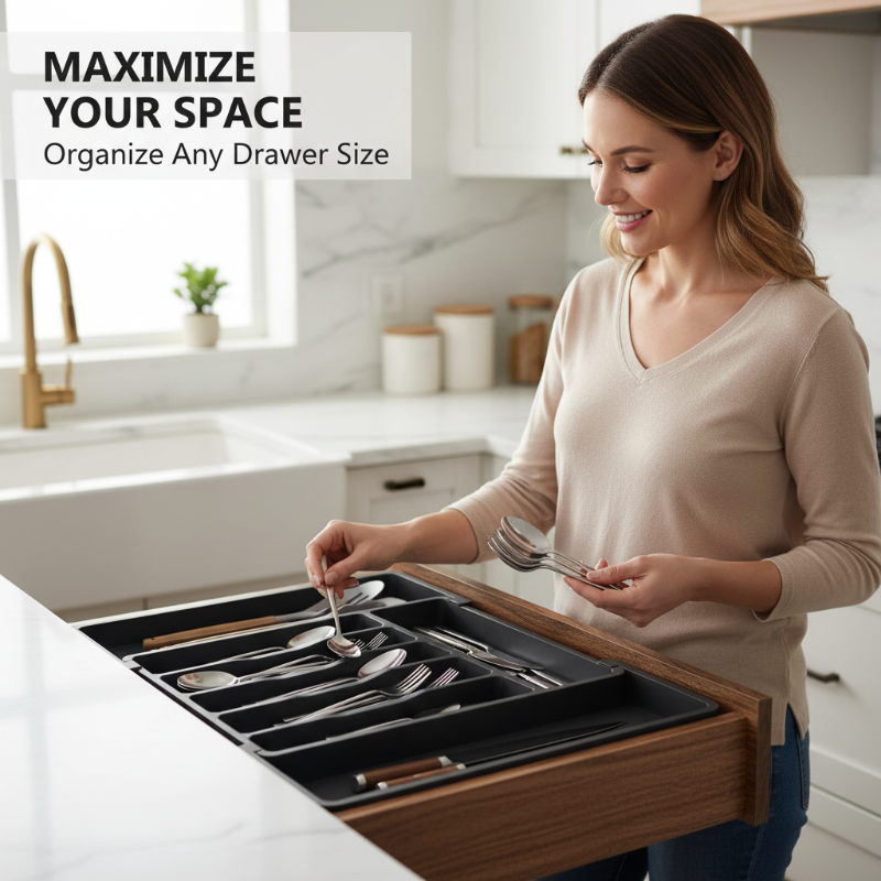 Adjustable Drawer Organiser Expandable Divided with Non-Slip Base 1