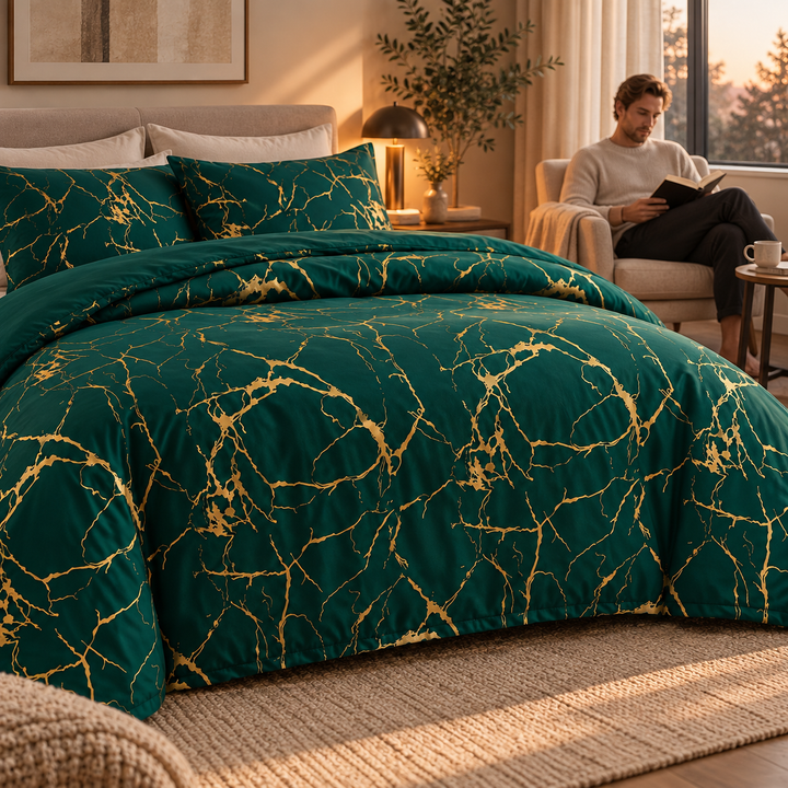 Marble Pattern Duvet Cover Set Matching Pillowcases 17