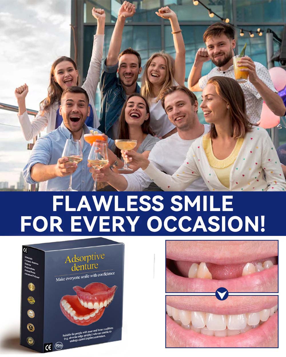 Adhesive-Free Dentures for Ages 20 to 50+ | Bionic Root Adsorption Technology | 12-Hour Secure Hold, No Glue Needed 10