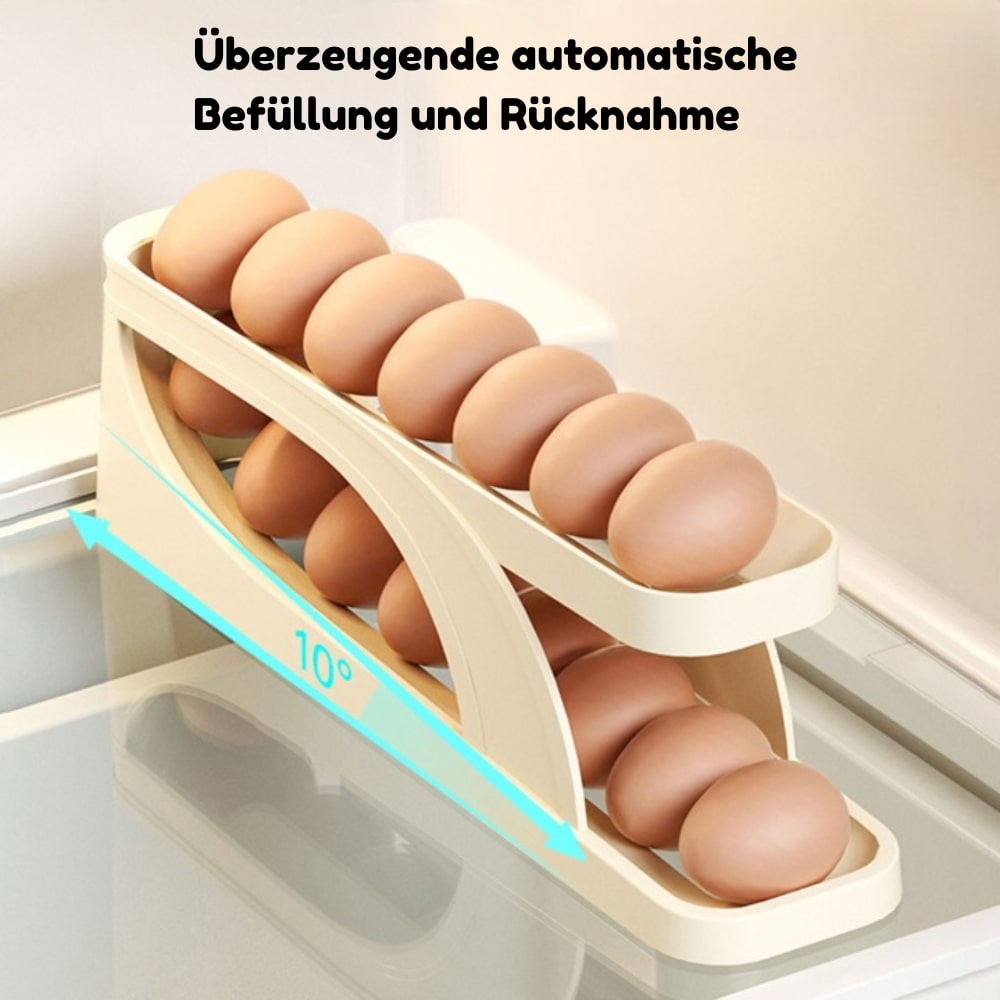 Rolling Egg Dispenser, ABS Plastic | Holds 14-15 Eggs, Non-Slip Base | Automatic Oldest-First Fridge or Pantry Storage 2