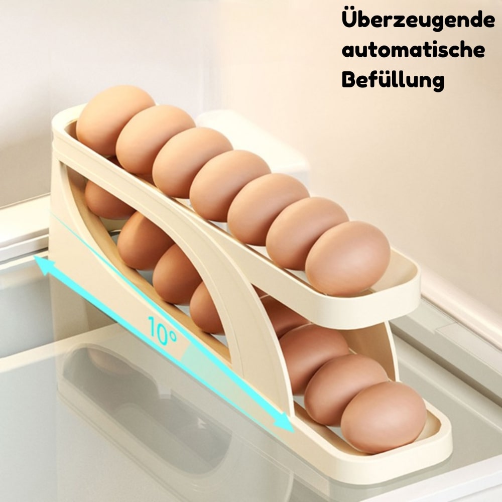 Rolling Egg Dispenser, ABS Plastic | Holds 14-15 Eggs, Non-Slip Base | Automatic Oldest-First Fridge or Pantry Storage 4