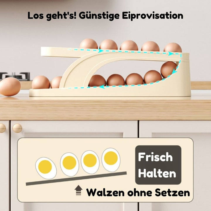 Rolling Egg Dispenser, ABS Plastic | Holds 14-15 Eggs, Non-Slip Base | Automatic Oldest-First Fridge or Pantry Storage 3