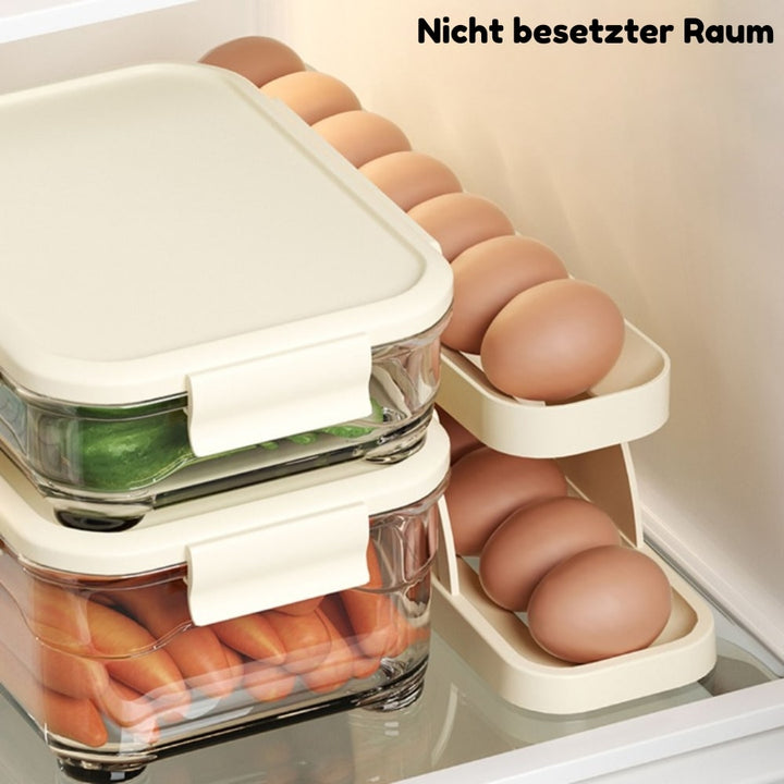 Rolling Egg Dispenser, ABS Plastic | Holds 14-15 Eggs, Non-Slip Base | Automatic Oldest-First Fridge or Pantry Storage 5