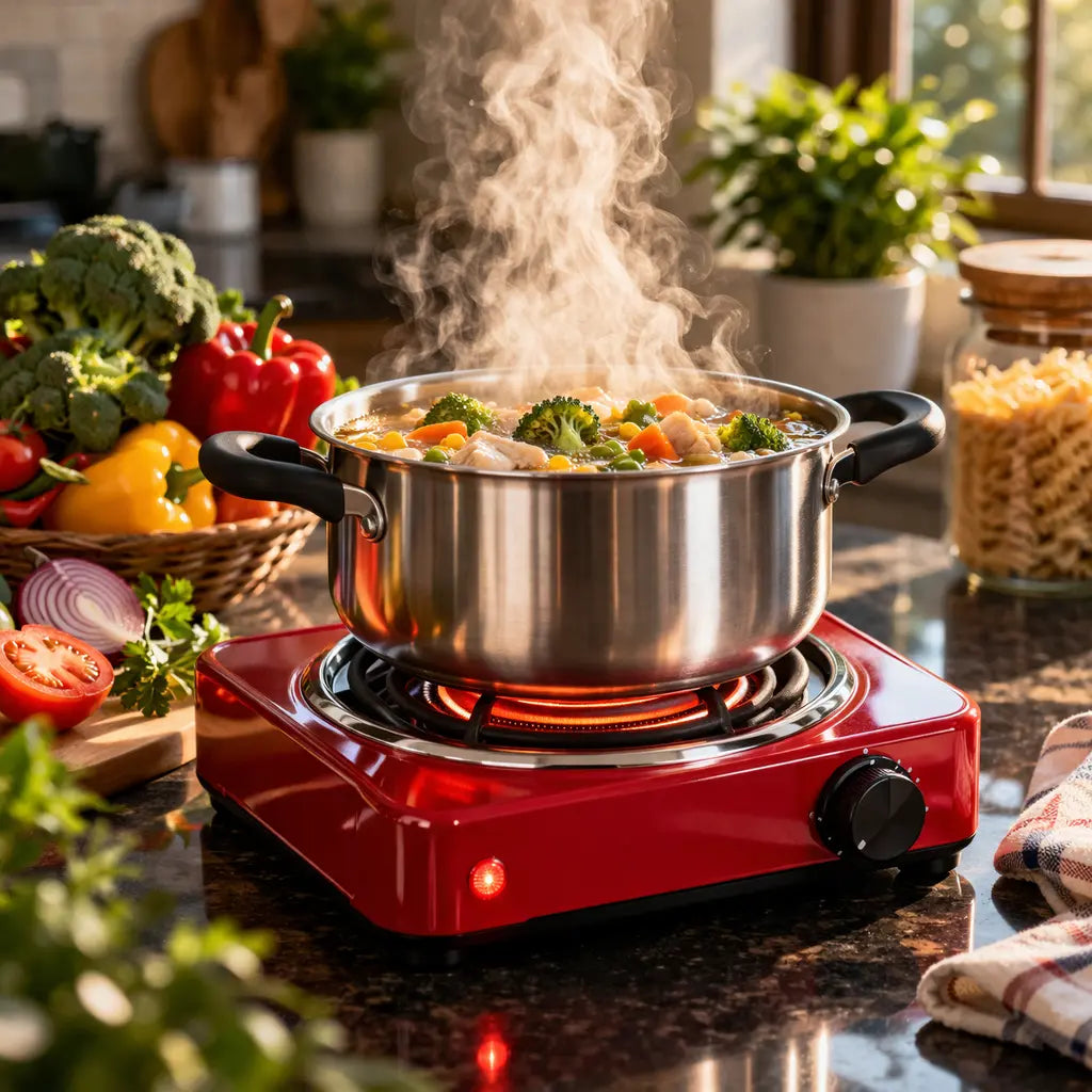 Electric Hot Plate Portable Compact 1000 W Flameless with Any Cookware 1