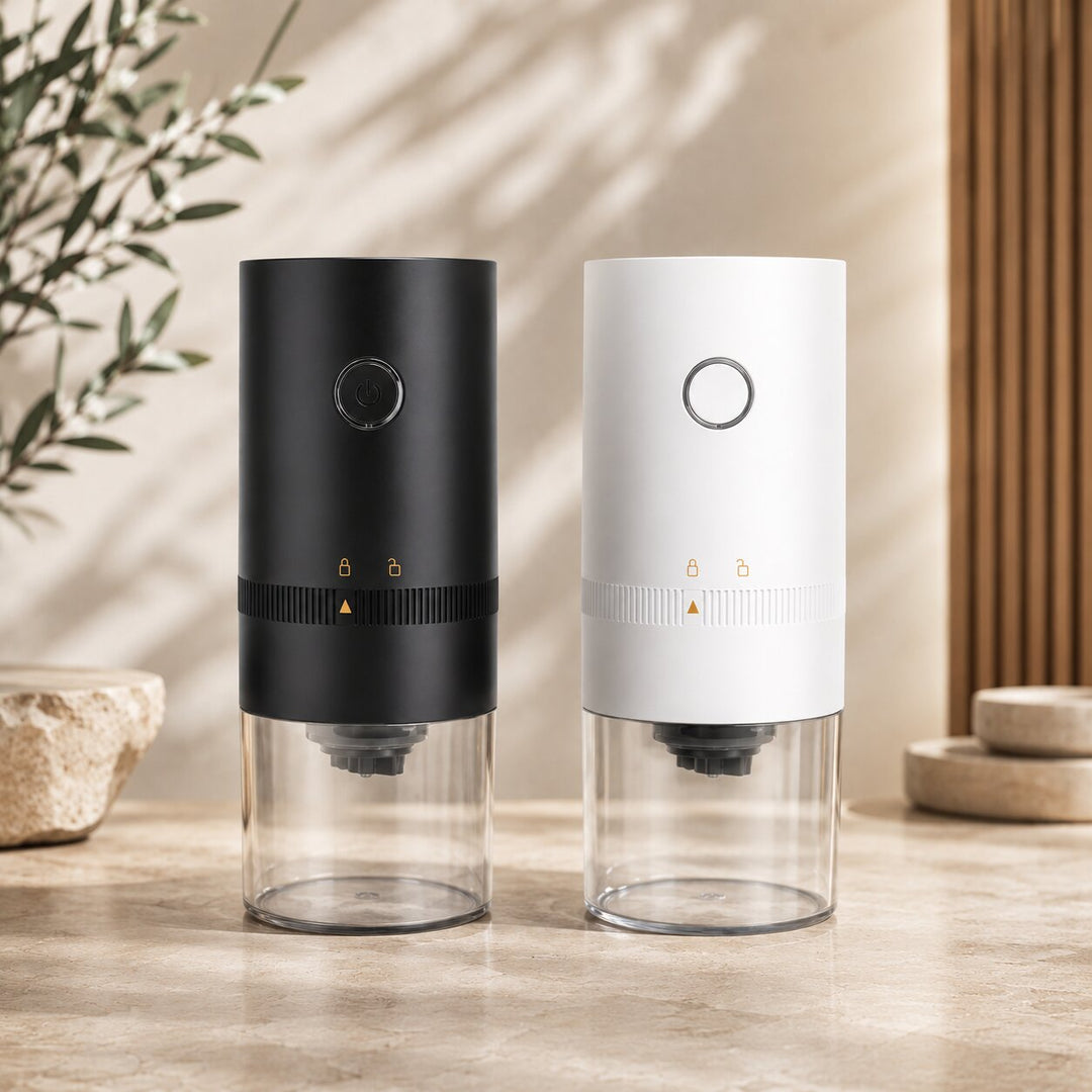 Electric Coffee Grinder USB Rechargeable | Adjustable Grind Setting for Espresso to French Press | Compact Transparent Container 1