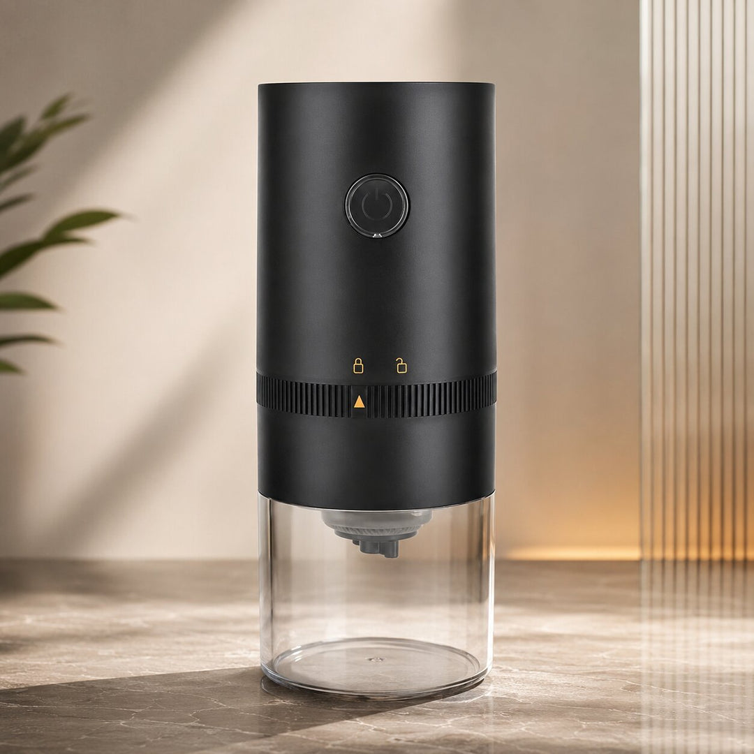 Electric Coffee Grinder USB Rechargeable | Adjustable Grind Setting for Espresso to French Press | Compact Transparent Container 2
