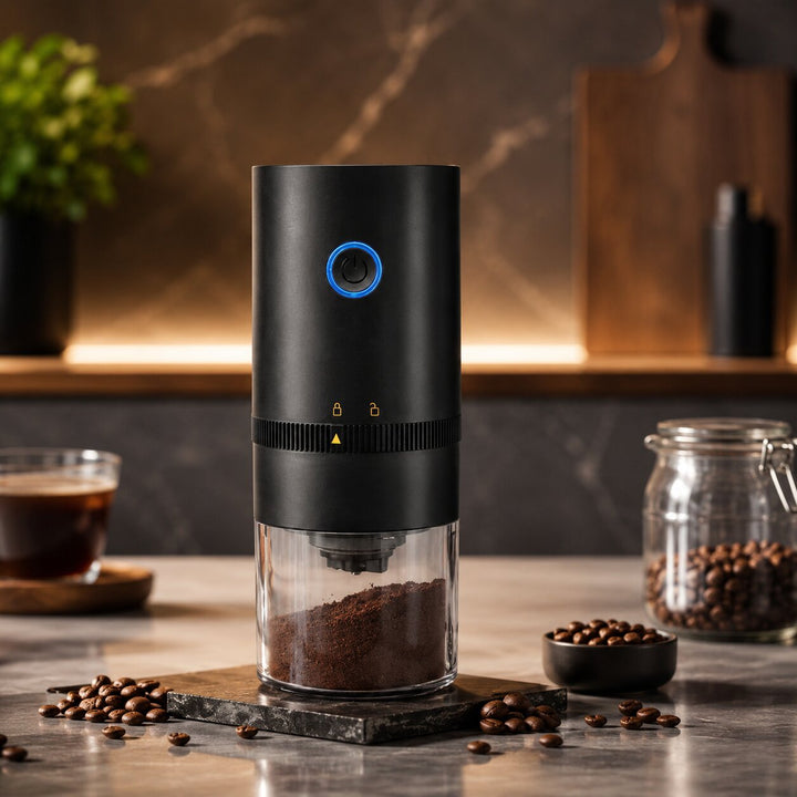 Electric Coffee Grinder USB Rechargeable | Adjustable Grind Setting for Espresso to French Press | Compact Transparent Container 6