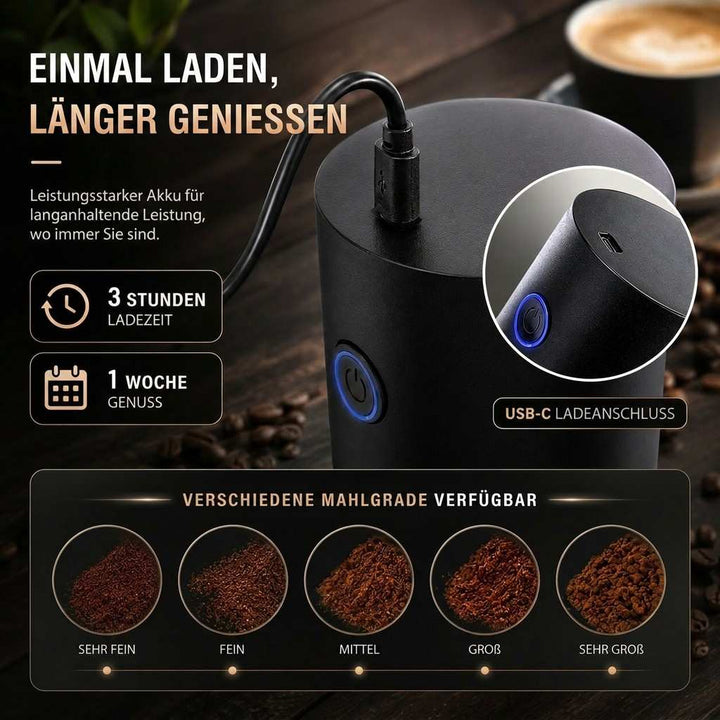 Electric Coffee Grinder USB Rechargeable | Adjustable Grind Setting for Espresso to French Press | Compact Transparent Container 4