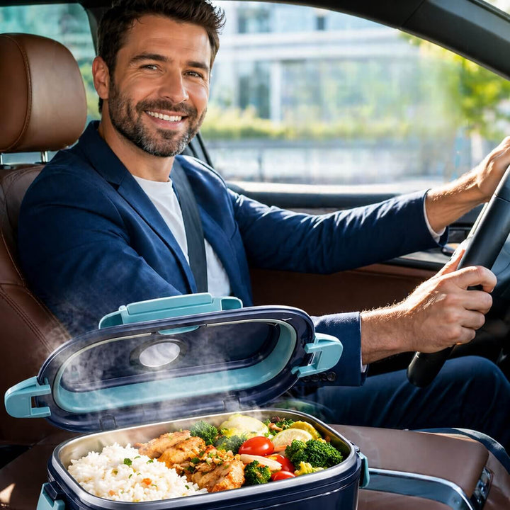 Electric Heated Lunchbox, Stainless Steel Interior | Home &amp; Car Power, Adjustable Temperature | Warms Meals in 20-30 Minutes 7