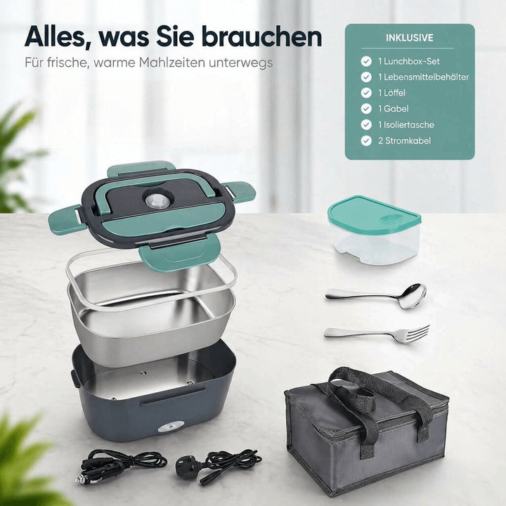 Electric Heated Lunchbox, Stainless Steel Interior | Home &amp; Car Power, Adjustable Temperature | Warms Meals in 20-30 Minutes 8