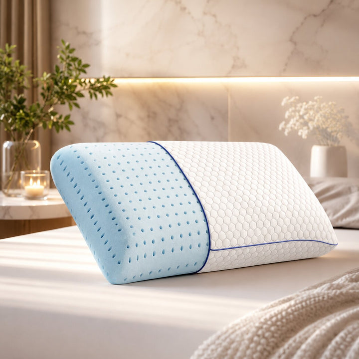 Memory Foam Neck Support Pillow with Cooling Gel | Contoured Ergonomic Design | Pressure-Relief Comfort for Better Sleep 1