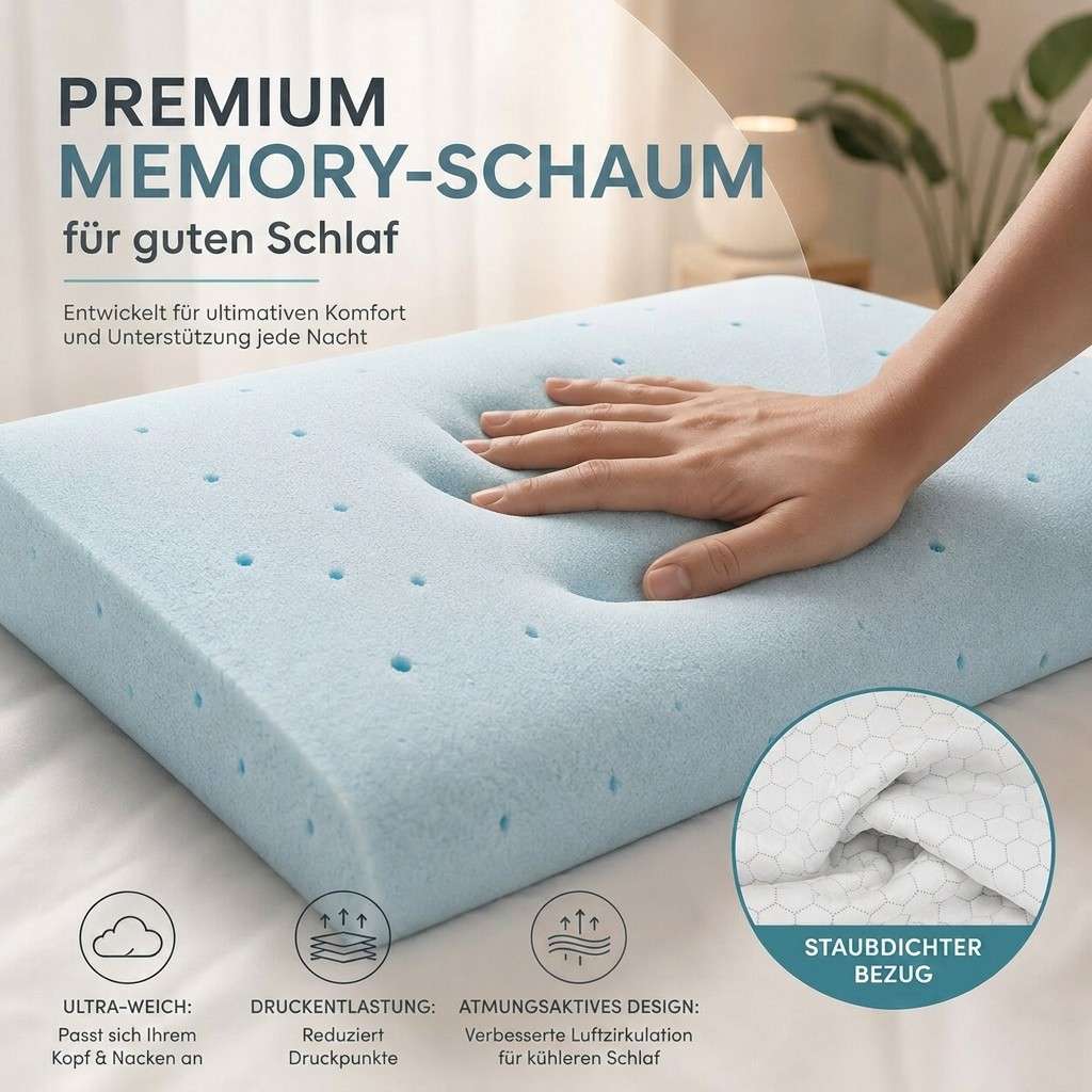 Memory Foam Neck Support Pillow with Cooling Gel | Contoured Ergonomic Design | Pressure-Relief Comfort for Better Sleep 5