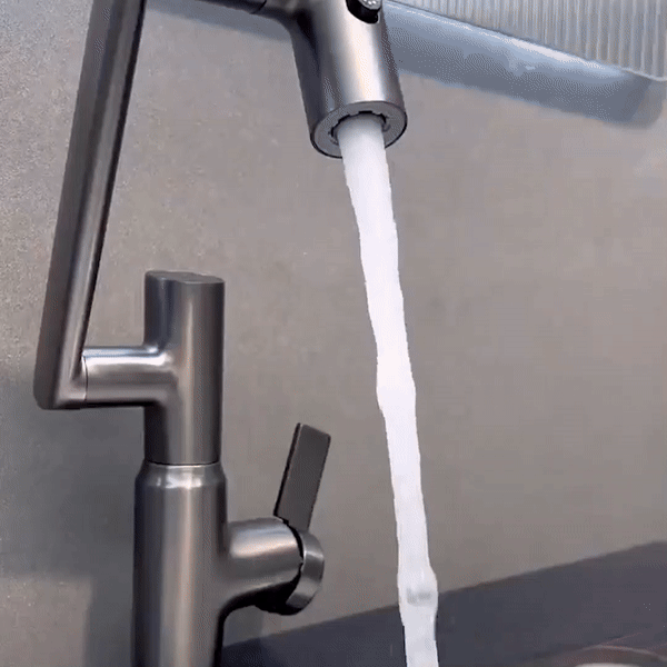 360° Rotating Kitchen Tap Stainless Steel | Height Adjustable Spout with Temperature Indicator | Splash-Free Chrome Finish 8