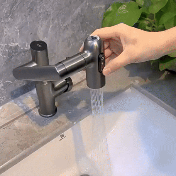 360° Rotating Kitchen Tap Stainless Steel | Height Adjustable Spout with Temperature Indicator | Splash-Free Chrome Finish 9