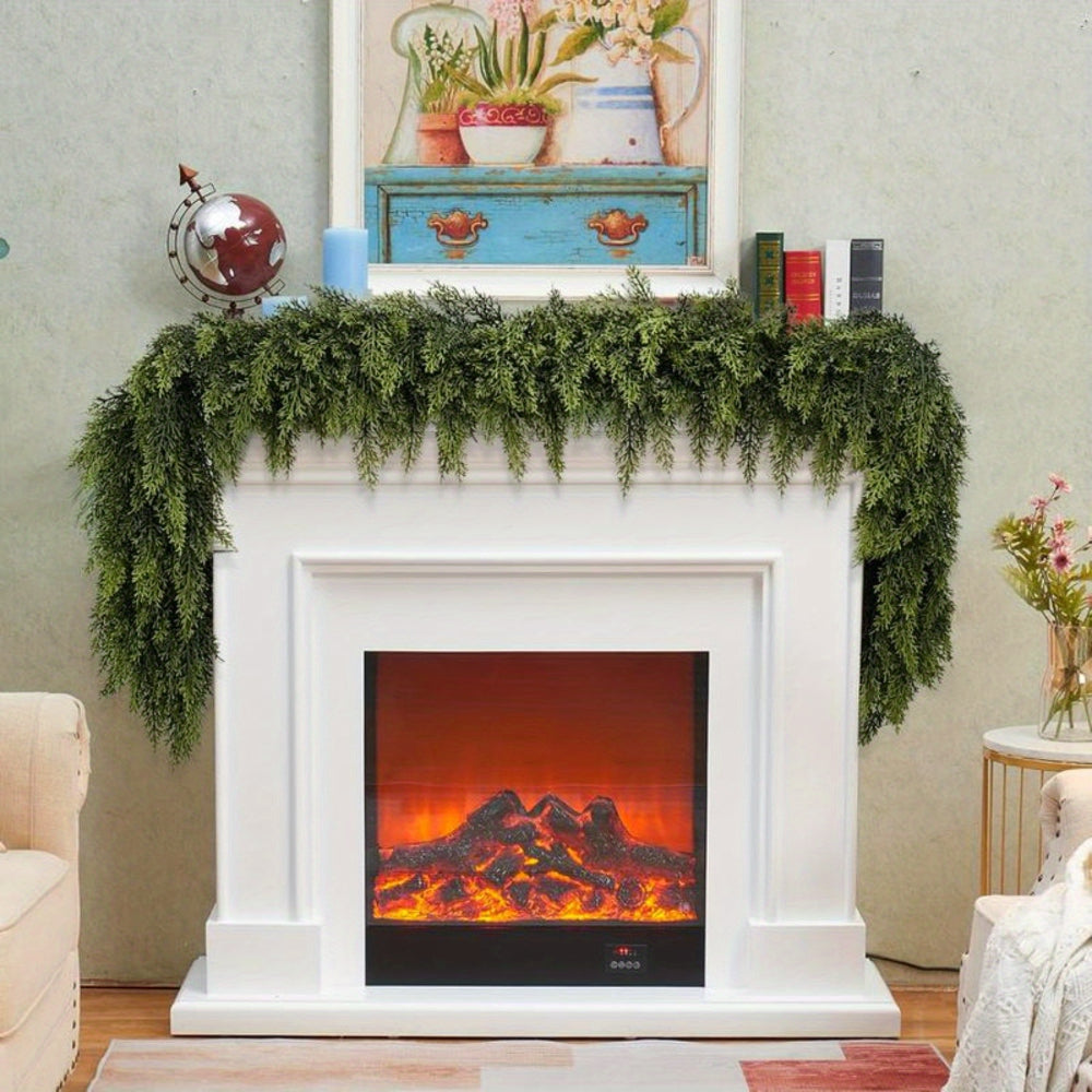Christmas Garland Artificial Greenery | 2pcs Unlit Strand | Bends Smoothly for Mantle, Stair Rail &amp; Doorway Trim 2