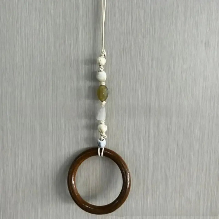 Towel Hanger Rustic Wall Mounted Wood Jute Lightweight with Ceramic Beads 17
