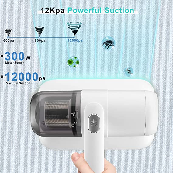 UV Mite Removal Vacuum Cleaner 12kPa Suction | HEPA Filter, Double Pulsation | Deep Cleans Mattress, Pillows & Carpet 2
