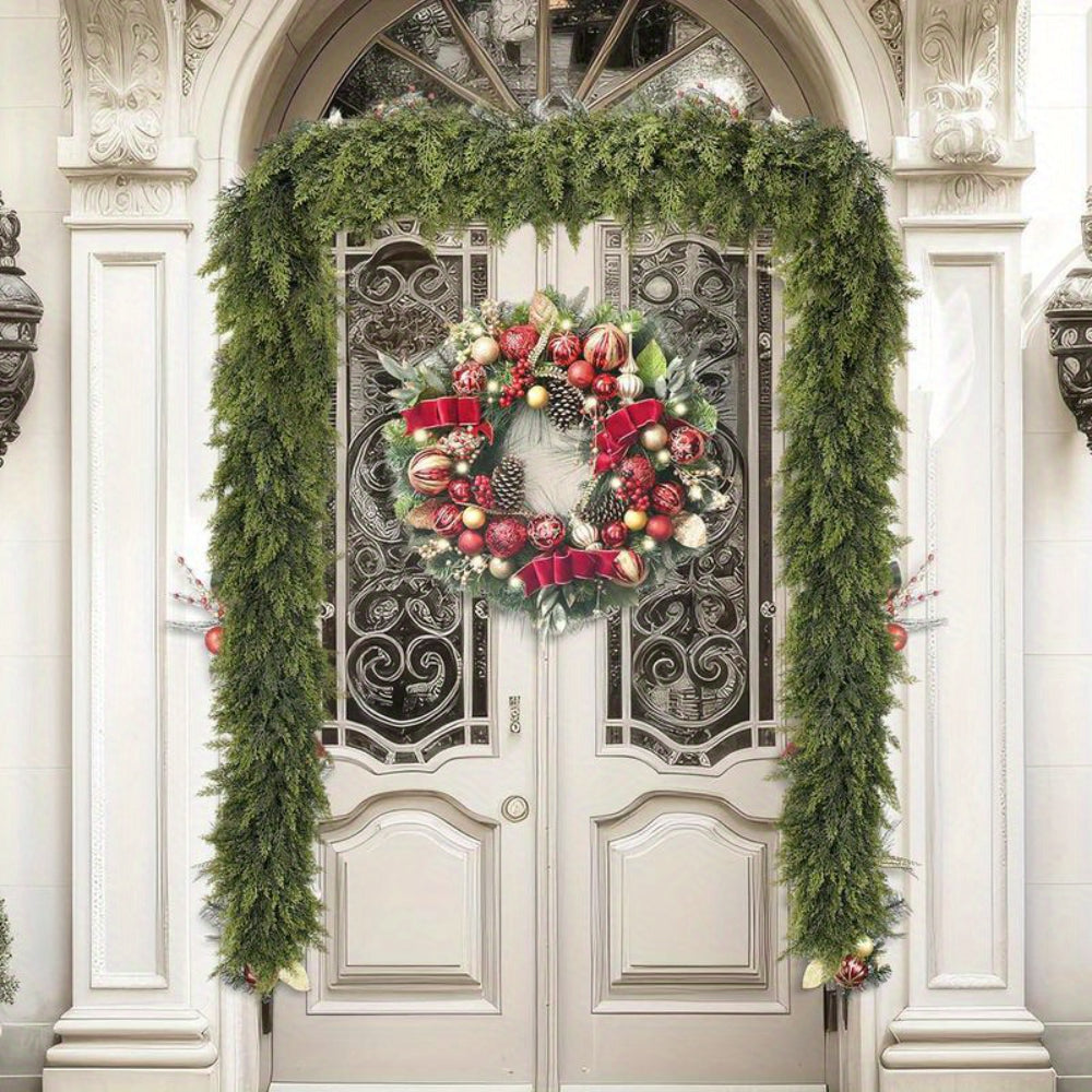 Christmas Garland Artificial Greenery | 2pcs Unlit Strand | Bends Smoothly for Mantle, Stair Rail &amp; Doorway Trim 4