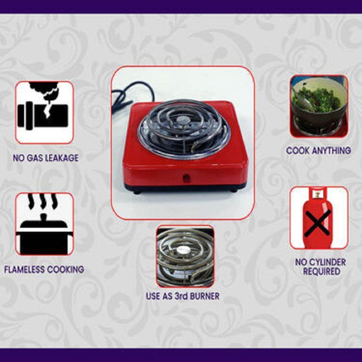Electric Hot Plate Portable Compact 1000 W Flameless with Any Cookware 11