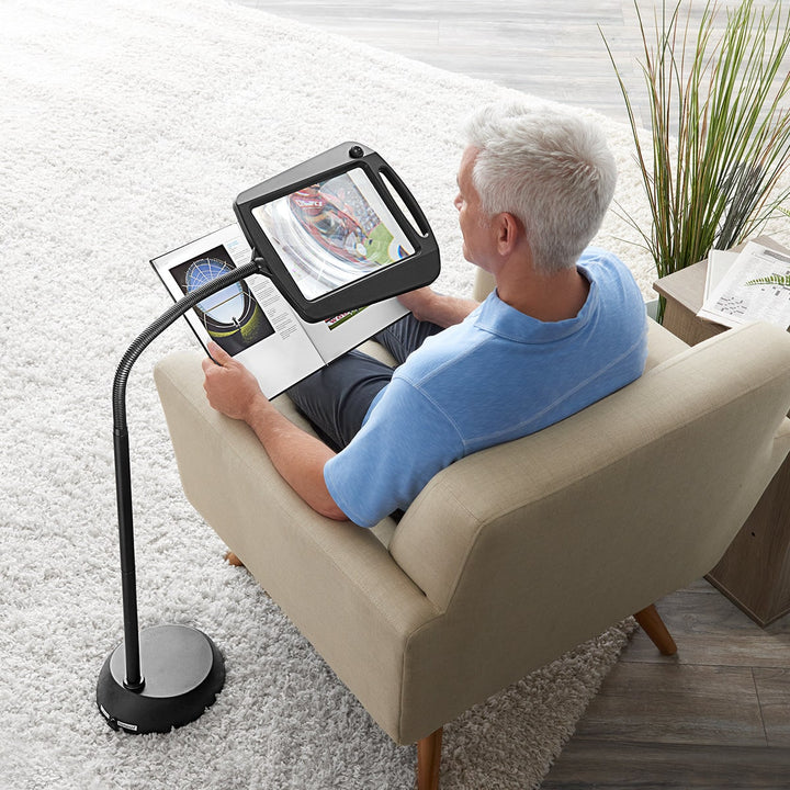 Floor Lamp Magnifying LED Gooseneck Adjustable Reading - Image 1