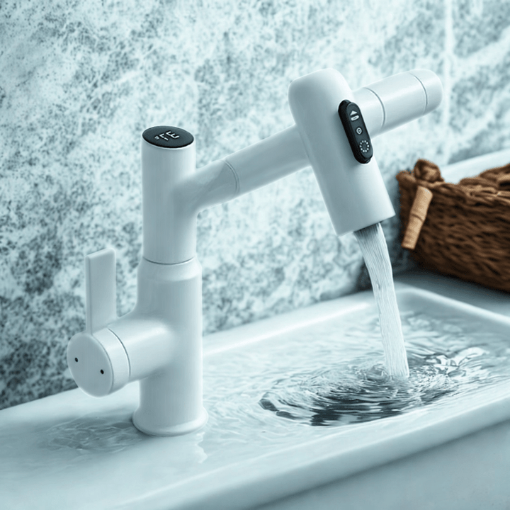 360° Rotating Kitchen Tap Stainless Steel | Height Adjustable Spout with Temperature Indicator | Splash-Free Chrome Finish 5