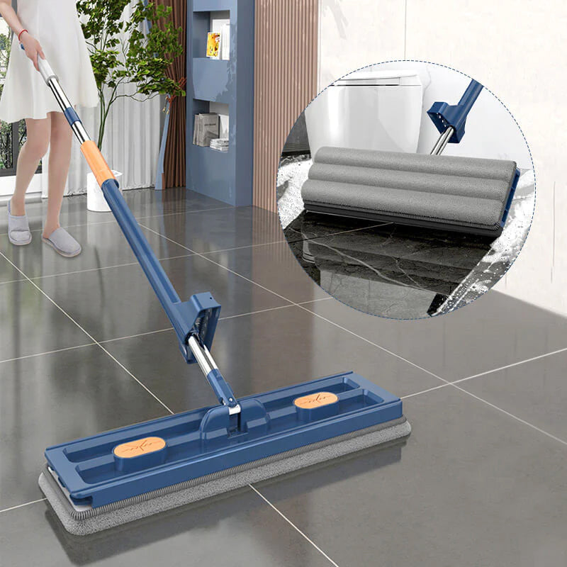 Hands-Free Mop Microfiber, 54-Inch Handle | Blue or White, 2/4/6 Pads | Self-Wringing, No Hands in Dirty Water 12