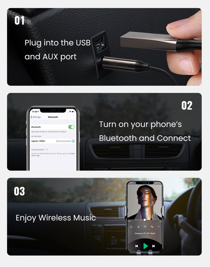 Bluetooth Aux Adapter Bluetooth 5.3 | Stable 10m Range &amp; Auto-Reconnect | Zinc Alloy Build with 5-Device Memory 6