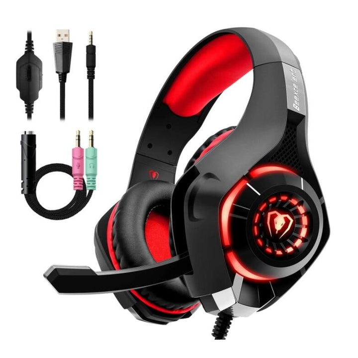 Gaming Headphones with Mic and LED Lights Wired Headset with Microphone USB and 3.5mm Jack - Image 1