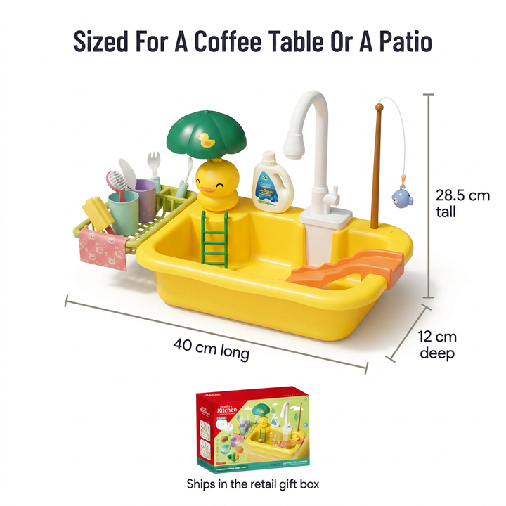 Electric Water Play Sink | Real Circulating Tap Water &amp; Magnetic Fishing Game | Indoor Sensory Toy for Toddlers 7
