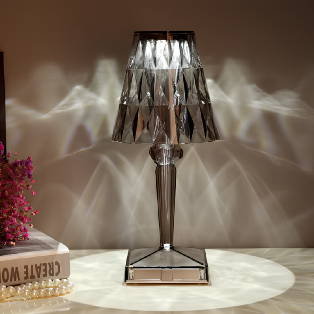 Crystal Table Lamp Acrylic 26 x 12 cm | Touch Control, Rechargeable | 3 Light Colours, USB Charging Cable Included 14