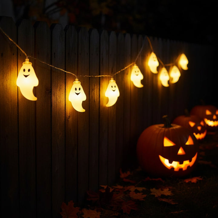 Halloween Ghost String Lights Battery Operated LED Outdoor Decoration for Patio and Yard Party - Image 1