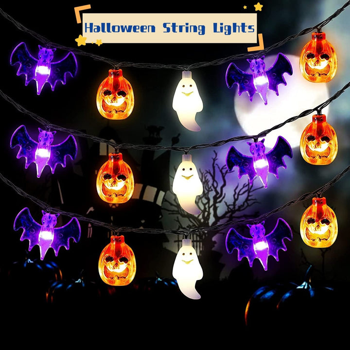 Halloween Outdoor String Lights with LED and Bat Figures Battery Operated for Patio Party Decoration - Image 1